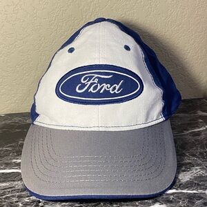 ⭐️ Ford Hat Adjustable Strap Blue White Gray Baseball Cap Embroidered Logo